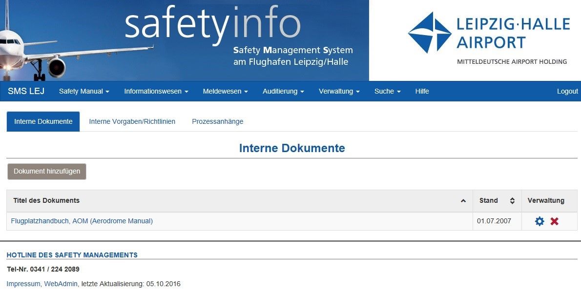 Online View Safety Management System, Airport Leipzig/Halle (Source: GfL)