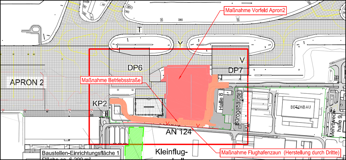 Plan of Apron 2 and Service Road (© Flughafen Leipzig/Halle GmbH)