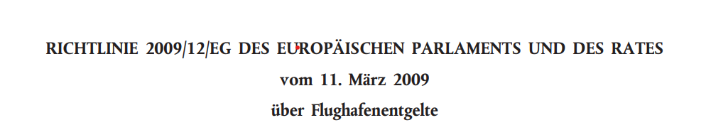 Ausschnitt EU Verordnung über Flughafenentgelte - deutsch